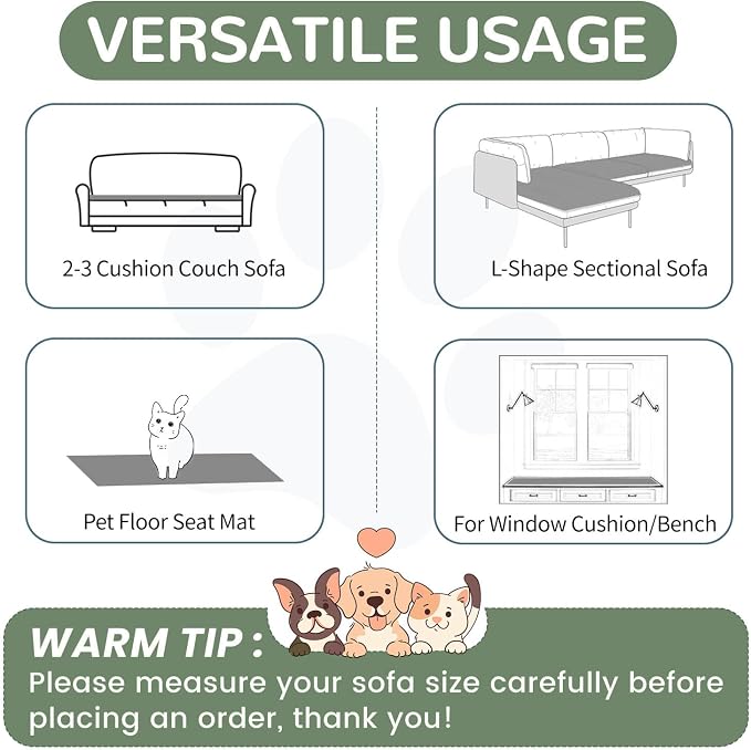 OTOB Couch Cover for Dogs Washable, Non Slip Plush Fuzzy Sofa Covers for 3 Cushion Couch Pet Friendly, Soft All Seasons Sofa Slipcover Cozy Furniture Protector (Dark Gray, 31.5" x 82.7")