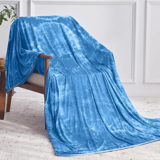 Guohaoi Cooling Throw Blanket for Hot Sleepers, Twin Size 50''×70'' Lightweight Breathable Summer Bed Blanket for Couch, Arc-Chill Q-Max >0.5 Cool Fiber,Lightweight Tie Dye Blanket Light Blue