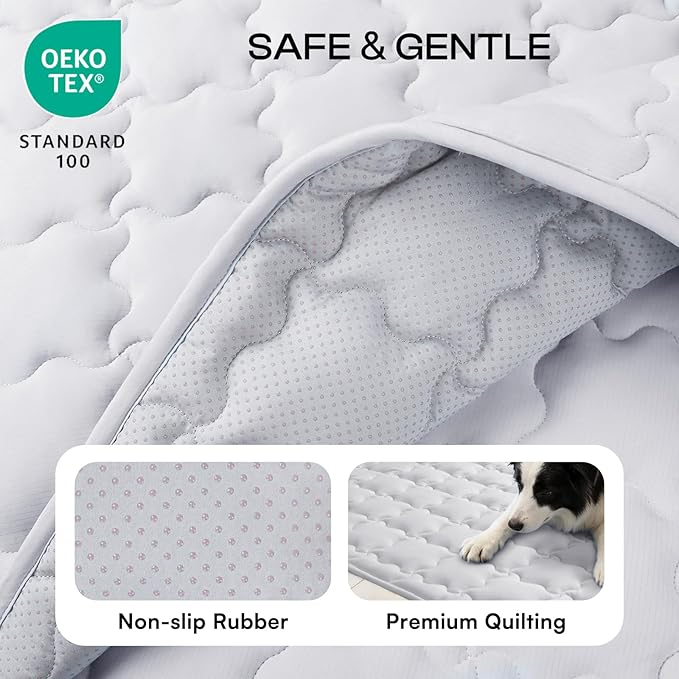 Luciphia Premium Dog Cooling Mat Non-Slip Q-MAX>0.5 Self-Cooling Pad for Small Pet Cat Indoor Portable Kennel Puppy Bed for Summer Crate Pad for Dog Washable Light Grey 20x30 inches