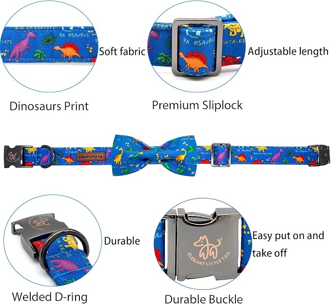Elegant Little Tail Dog Collar with Bow - Soft Adjustable Collar for Small, Medium & Large Dogs