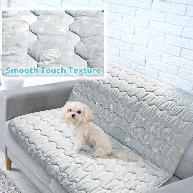 NWK Dog Cooling Blanket, Q-Max>0.345, Ice Silk Cool to Touch Material, Reversible Breathable Bed Cover, Furniture Protector Couch Sofa for Summer, Machine Washable (Misty Gray, 40'' X 60'')