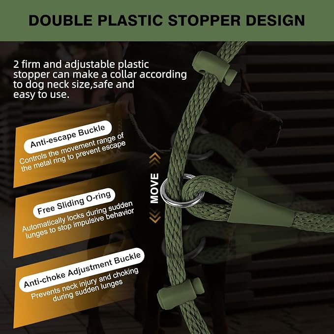 Lynxking Dog Leash Slip Lead Reflective Breathable Rope Comfortable Strong No Pull Slip On Pet Training Lead for Dogs (Dark Green, Small 3/8 inch x 6ft)