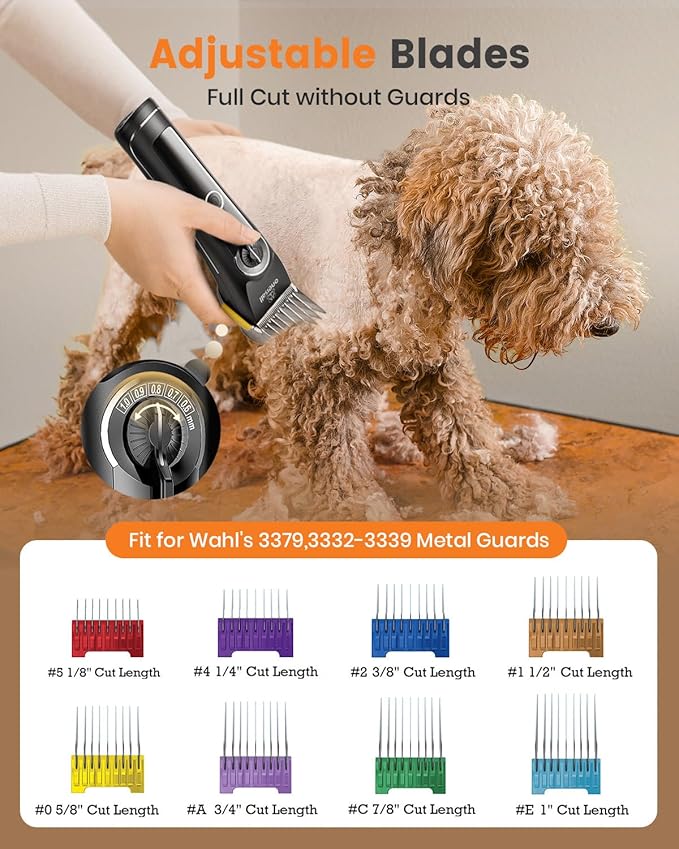 oneisall Dog Clippers for Grooming Doodles Poodles Thick Curly Hair,Low Noise Heavy Duty Dog Grooming Kit with Detachable Metal Blades