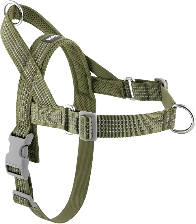 No Pull Dog Harness with Handle, Adjustable Mesh Padded Reflective Walking Harness with Front Clip for Small Medium Large Dogs – Quick Fit No Escape for Training and Hiking (Ranger Green, XL)