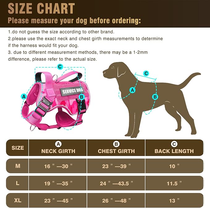 WINSEE Tactical Dog Harness for Medium Dog, Heavy Duty Service Working MOLLE Vest with 10 Pet Patches, 2X Metal Buckle Vest for Training Hunting Walking