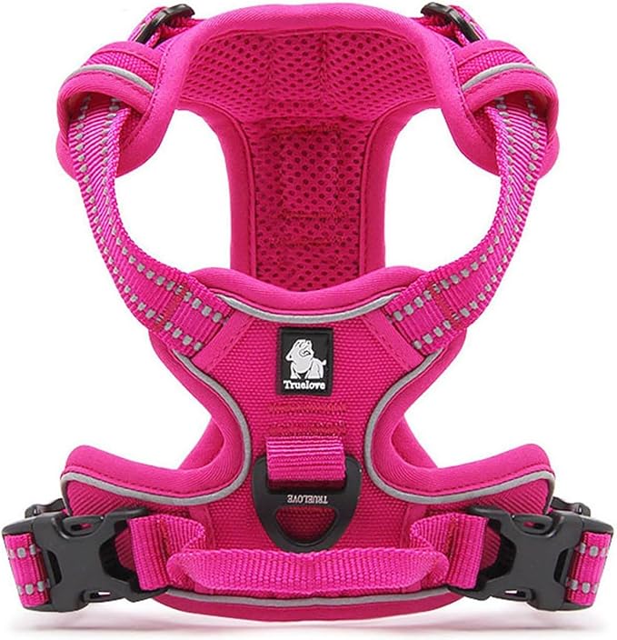TRUE LOVE Adjustable No-Pull Dog Harness Reflective Pup Vest Harnesses Comfortable Control Brilliant Colors TLH5651(Fushcia,XS)