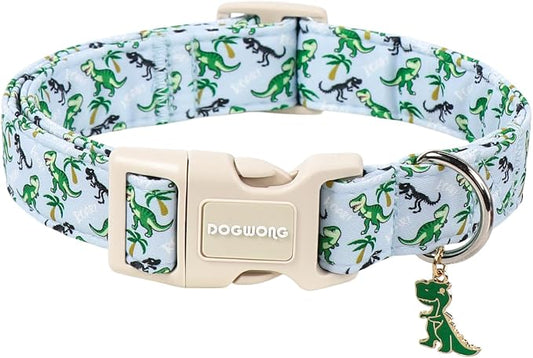 Summer Dinosaur Dog Collar for Boy Dogs- DOGWONG DinosaurDog Collar, Adjustable Soft Boy Dogs Collars for Large Dogs, XL