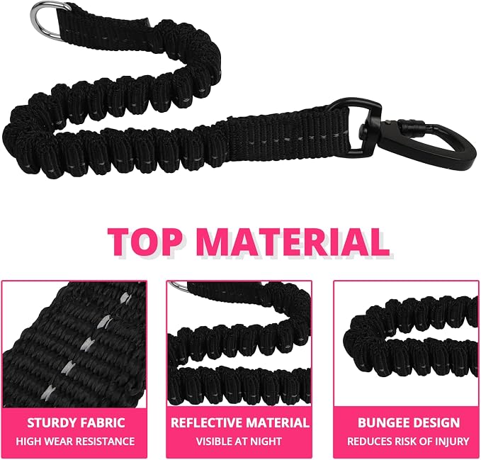 Long Dog Leash 10 FT: Heavy Duty Rope Leashes for Dogs Training with Swivel Lockable Hook Reflective Threads Bungee and Padded Handle - Dog Lead for Large Small Medium Dogs Outside Walking Hiking Red
