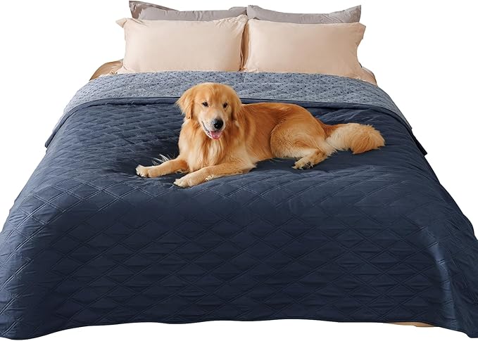 Luciphia 100% Waterproof Couch Cover Blanket for Dogs Anti-Slip Pet Couch Protector Sofa Mat Puppy Cat Blanket with Non-Slip Bottom, Navy Blue, 82x120 Inch