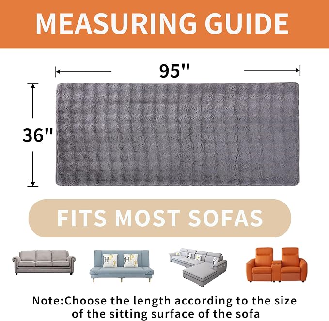 Waterproof Dog Bed Cover Non Slip Couch Covers for Dogs Washable Soft Faux Fur Sofa Cover Couch Covers for 3 Cushion Couch Sofa Pet Friendly (Grey)