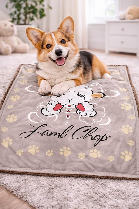 Lamb Chop Blanket | Dog Blanket | Fluffy Fleece Lamb Chop Premium Soft Pet Throw | Snuggle Up Your Pup in Cozy Comfort | Multicolor | 36x36 Inches | Officially Licensed
