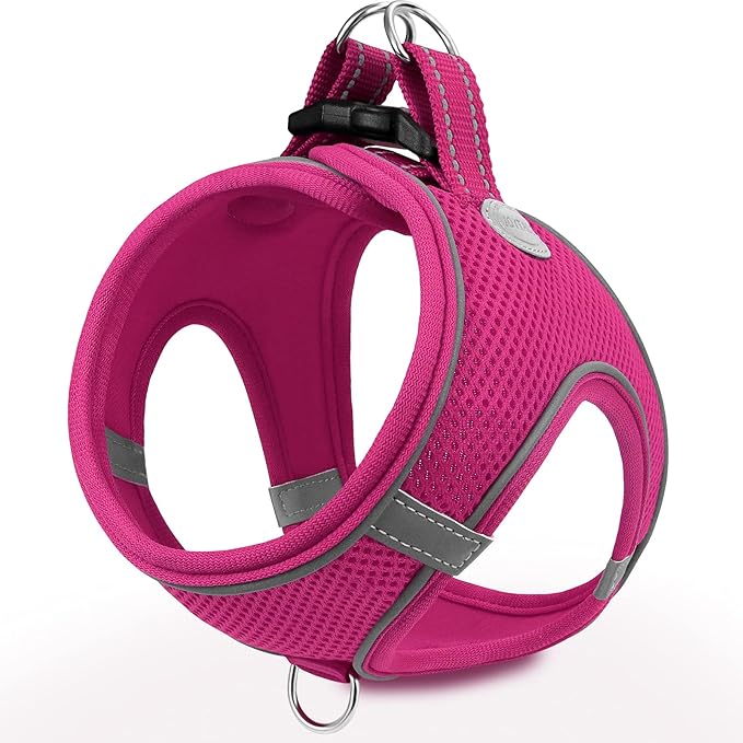 Joytale Small Dog Harness, Breathable Mesh Step-in Vest, Reflective Soft Padded Harnesses for Cats and Puppies Dogs, Hot Pink, XXXS