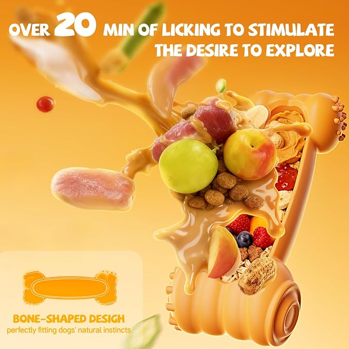 FOXMM 2-Pack Freeze Toys for Dogs Slow Feeder Dog Lick Bone Indestructible Chew Toy for Aggressive Chewers,Puppy Teething Relief,Fillable Enrichment Treat Toy Suitable for Small & Medium Breed(Nylon)