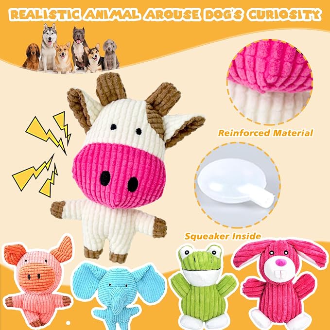 MRSOHRET 5 Pack Dog Toys Squeaky, Tough Stuffed Plush Puppy Chew Toys for Teething, Durable Plush Dog Toy for Large Medium Small Breed to Keep Them Busy