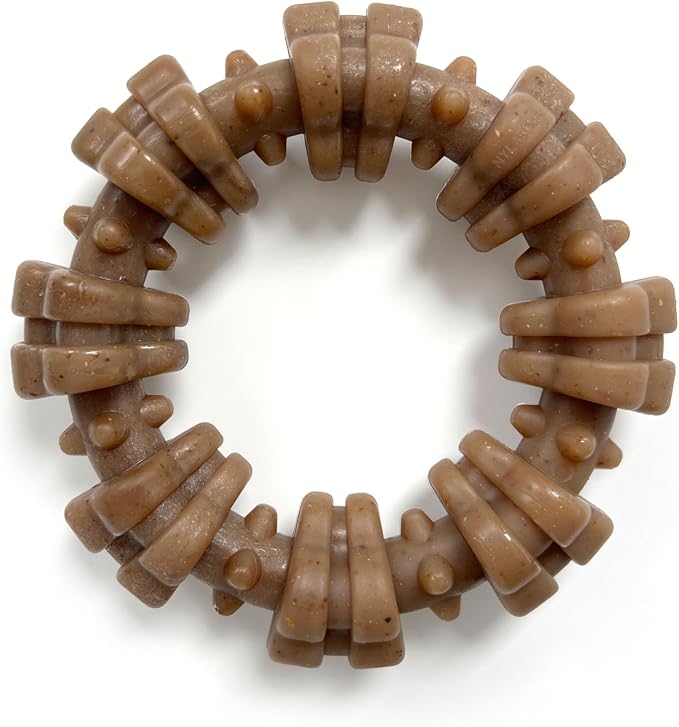 Nylabone Strong Chew Textured Ring Dog Toy Made with Real Beef & Chicken, Durable Chew Toys for Aggressive Chewers, Long Lasting Dog Bone, Keeps Dogs Busy, Small Breeds - Up to 25 lbs