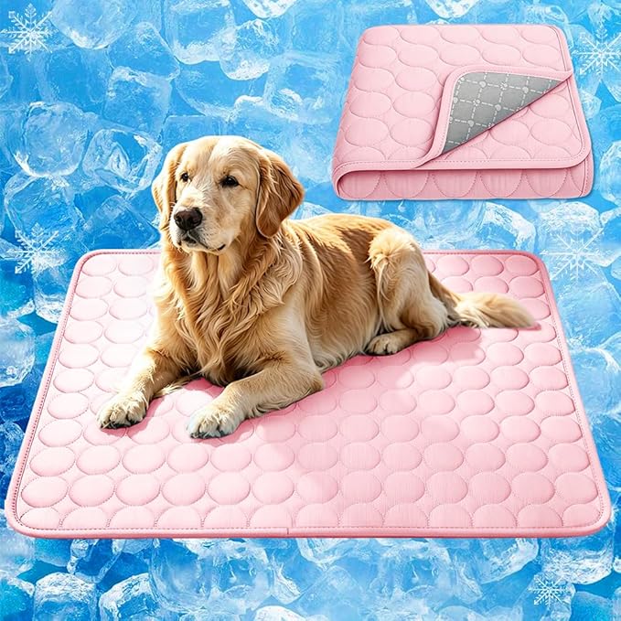 Dog Cooling Mat 2026 Upgraded Arc-Chill Cooling Dog Bed Mat, Washable Pet Cooling Pad (Q-Max>0.4) Cooling Mat for Dogs & Cats Indoor & Outdoor Car Seats (Pink, 28x22 in)