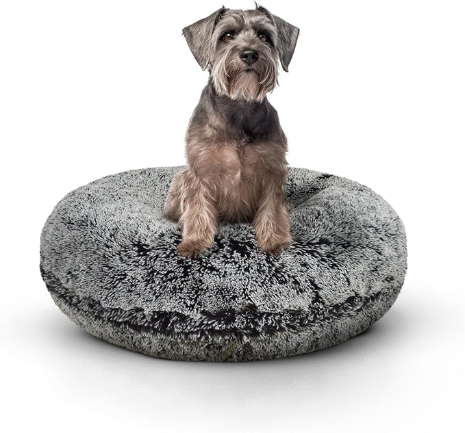 Bessie + Barnie Bagel Bed for Dogs and Cats – Round Pet Bed with 360-Degree Zipper, Waterproof Liner, Machine Washable Cover, Eco-Friendly Polyfill – Plush Donut Puppy Bed for Dogs
