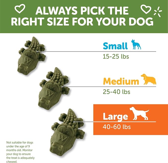 Whimzees Wellness Alligator Natural Dog Dental Treat, Chews, Freshens Breath, Large Size, 12.7 oz Bag, 6 Count