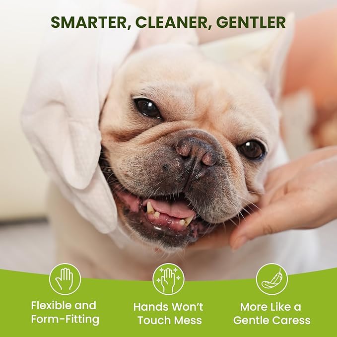 12PCS Hypoallergenic Pet Glove Wipes for Dogs, Cats & Small Animals | No-Rinse Deodorizing Dog Wipes for Paws, Butt, Eyes & Ears | Pet Wipes for Stain & Odor Cleanup Between Baths & Travel