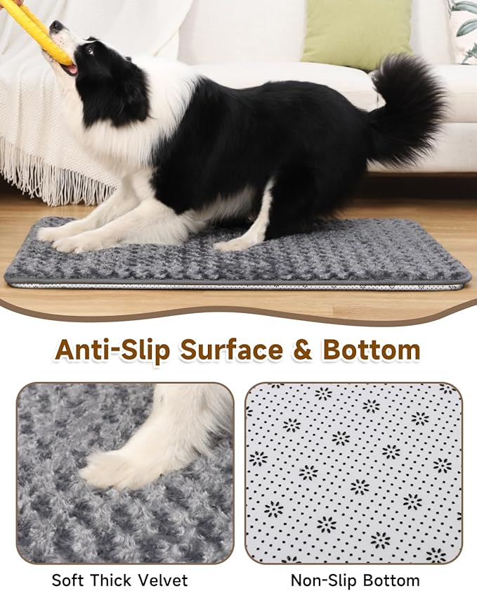 Small Dog Bed for Crate High Resilience Foam Crate Pad Mat for Medium Dogs Washable Anti-Slip,23" x 17",Dark Gray
