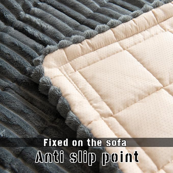 Mitid Sofa Cover Fuzzy Couch Cover for Pet, Couch Covers for Dogs Washable Non-Slip Sofa Slipcover Cushion Protector Pets Friendly Mat