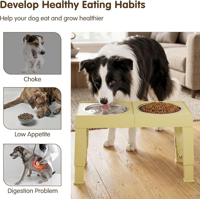 XIAZ Elevated Dog Bowls Large Breed Raised Dogs Bowl Stand Large/Medium Sized Dog Stainless Steel Food Water Bowl Stands 5 Heights Adjustable 9/11/12/15in Pet Feeder Dish Station