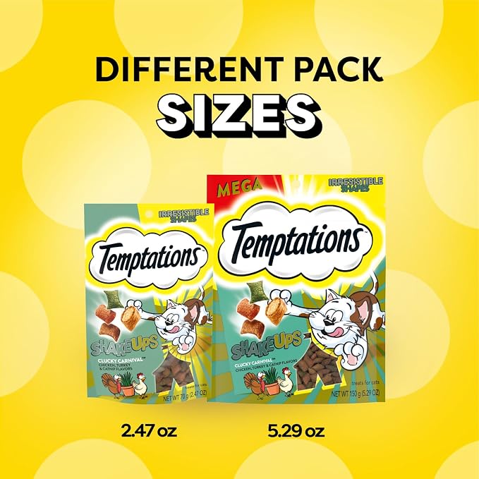Temptations Cat Treat ShakeUps, Crunchy and Soft Cat Treats, Clucky Carnival, 5.29 oz. Pouch