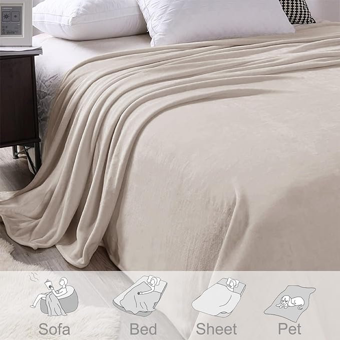 Exclusivo Mezcla Fleece Blanket Cal King Size for Bed, Super Soft and Warm, All Season, Cozy, Plush, Lightweight, 120x120 Inches, Camel