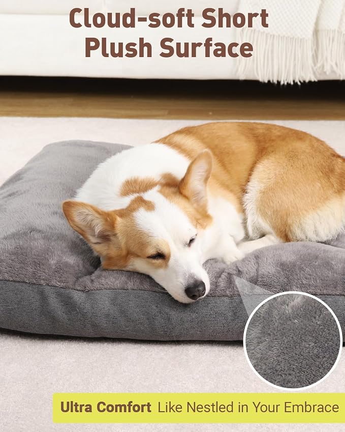 NUPIDA Dog Bed for Crate for Large Dog, Machine Washable Bed XL Crate Plush Pet Kennel Pad with Non-Slip Bottom, Pet Sleeping Mat, 41x27 inch, Dark Gray