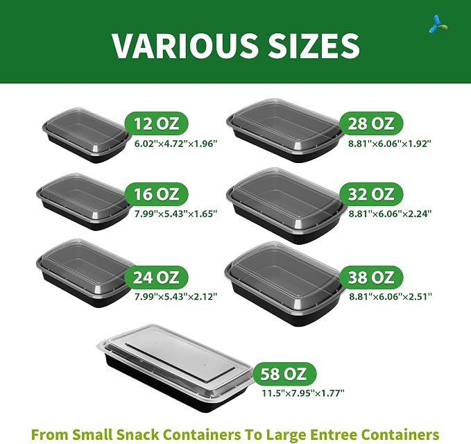 38oz Heavy Duty Meal Prep Containers with Lids, APSIC 50 Sets 1-Compartment Disposable Plastic To Go Containers, BPA Free Microwave Safe Take Out Food Storage Box for Lunch Leftover Freezer Dishwasher