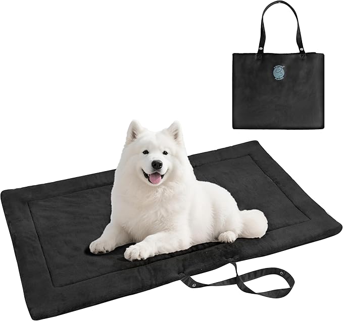 Kritter Planet Waterproof Foldable Dog Bed Pad for Camping & Travel, Portable Roll-Up Dog Bed Car Seat Pet Cushion Mat with Handles for Medium & Large Dogs, Indoor & Outdoor Use