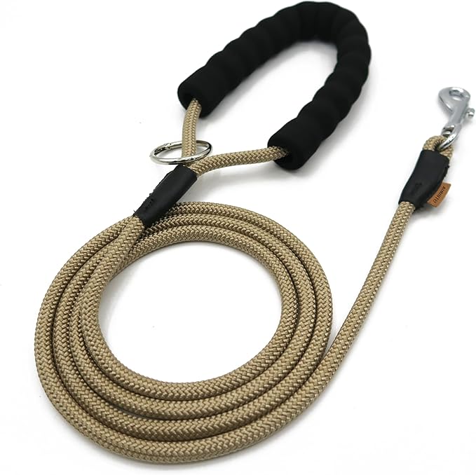 Dog Leash, Braided Rope Traction – Walking Training Lead for Small Dogs ((1/3") x 6FT, Khaki)