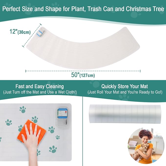 SEERWAY roof Pet Shock Mat with 3 Modes - Dog & Cat Deterrent for Christmas Tree, Trash Cans, Houseplants & Indoor Areas, Adjustable Electronic Training Pad