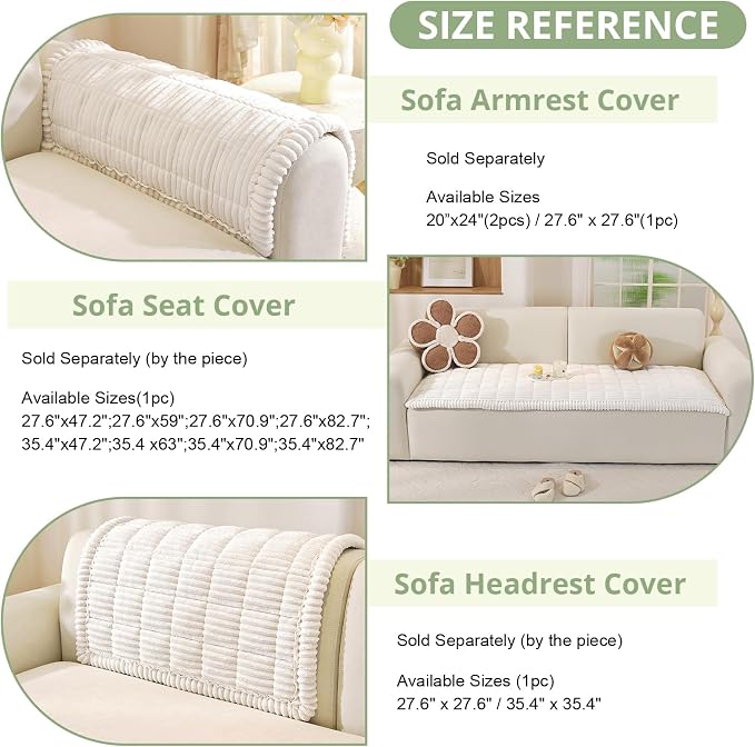 OstepDecor Couch Cover for Dogs, Washable Non Slip Sofa Cover for Pets, Soft Couch Covers for Sofa, Loveseat and Sectional, Furniture Protector Against Pet Hair & Scratches (27.6" x 27.6", White)
