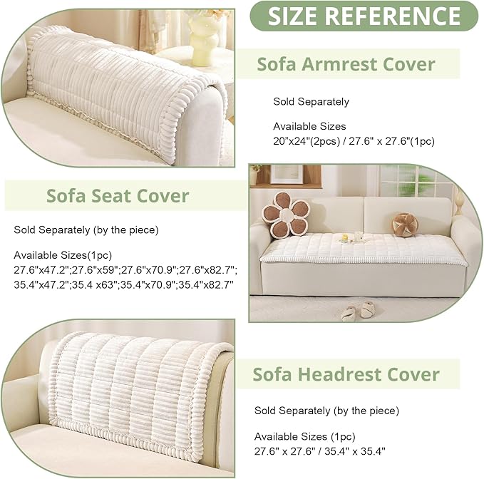 OstepDecor Couch Cover for Dogs, Washable Non Slip Sofa Cover for Pets, Soft Couch Covers for Sofa, Loveseat and Sectional, Furniture Protector Against Pet Hair & Scratches (27.6" x 59", White)