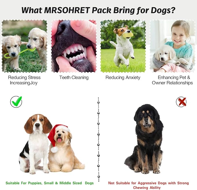 MRSOHRET 20Pcs Puppy Chew Toys for Teething, Dog Chew Toys with Rope Toy, Pet Dog Toothbrush, Treat Balls, Plush Toys and Squeaky Toys for Small Medium Dogs with Basket