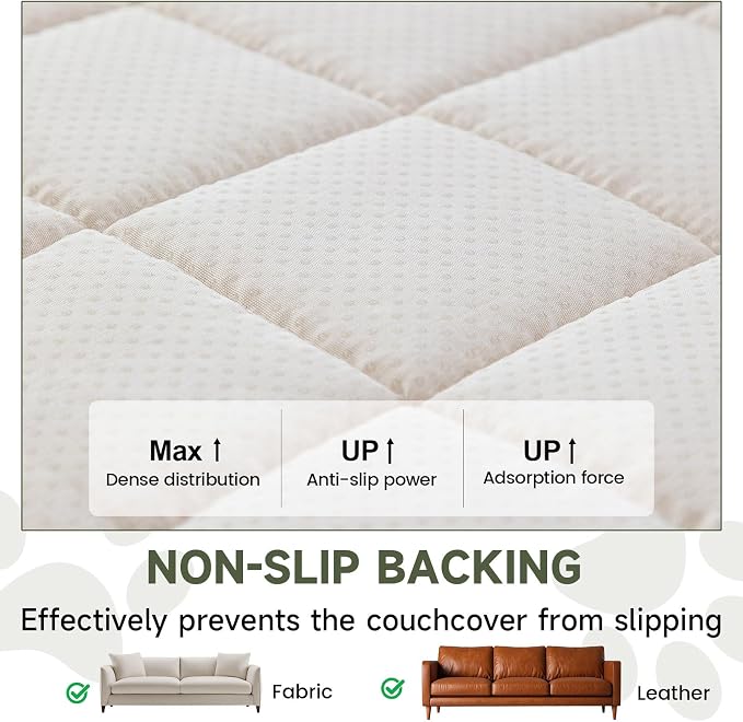 OTOB All Seasons Sofa Covers for 3 Cushion Couch Washable, Geometric Jacquard Fuzzy Non-Slip Pet Couch Cover, Kids Pet Friendly Soft Plush Sofa Slipcovers Dog Bed Mats (Dark Gray, 27.6" x 70.9")