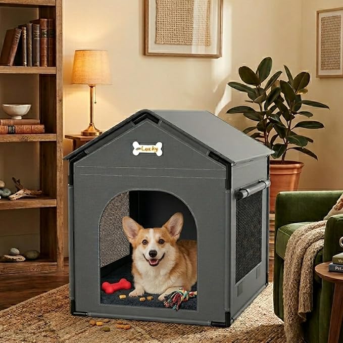 Large Dog House Indoor Outdoor Dog Kennel Bed Mat with Cushion for Small Medium Dogs Cats, Cozy Cooling Cat Nest Puppy Cave Sofa Pet Products Easy Assembly