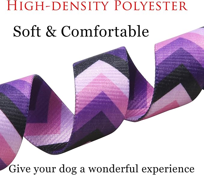 Mihqy Dog Collar Set with Bohemia Floral Tribal Geometric Patterns - Soft Ethnic Style Collar Adjustable for Small Medium Large Dogs(Purple Arrow,XS)