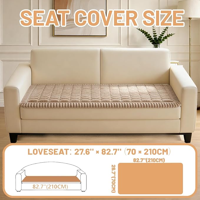 Couch Cover for Dogs Washable,Non Slip Fuzzy Durable Couch Covers for 3 Cushion Sofa Pet Friendly Sofa Cover Dog Thick Soft Slipcovers Protector Couches Mat Bed (Brown, 27.6" x 82.7"/70 x 210cm)