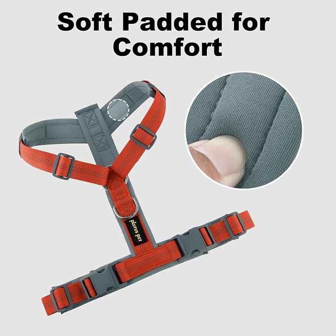 Plutus Pet No Pull Dog Harness, Adjustable Nylon Harness with Soft Padding, Reflective and Heavy Duty Dog Harness for Small, Medium, Large Dogs(Orange, XS)