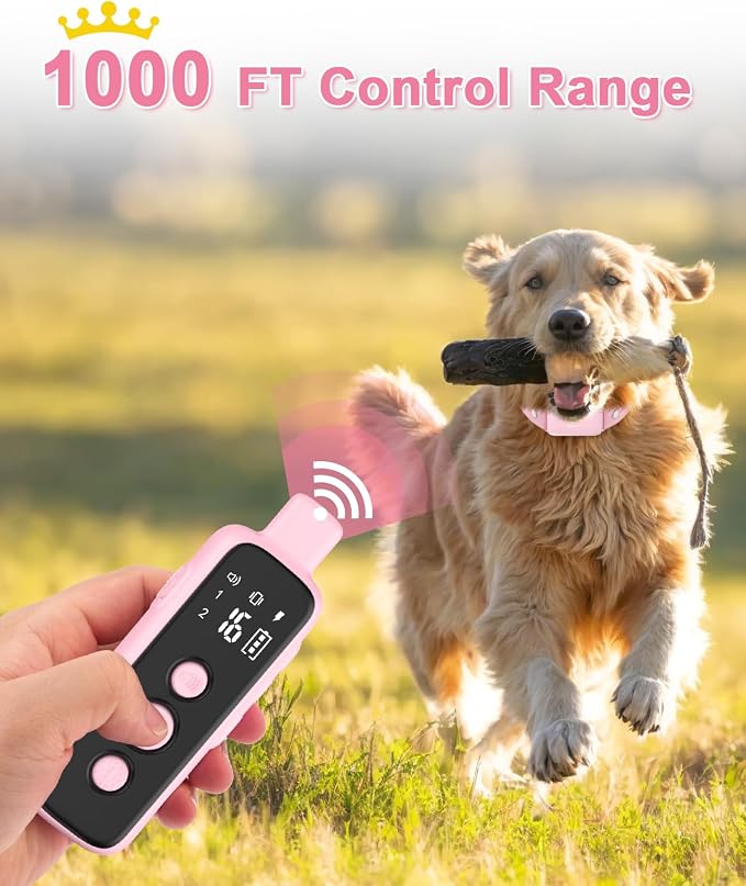 Bousnic Shock Collar for Dogs - Waterproof Rechargeable Dog Electric Training Collar with Remote for Small Medium Large Dogs with Beep, Vibration, Safe Shock Modes (8-120 Lbs)