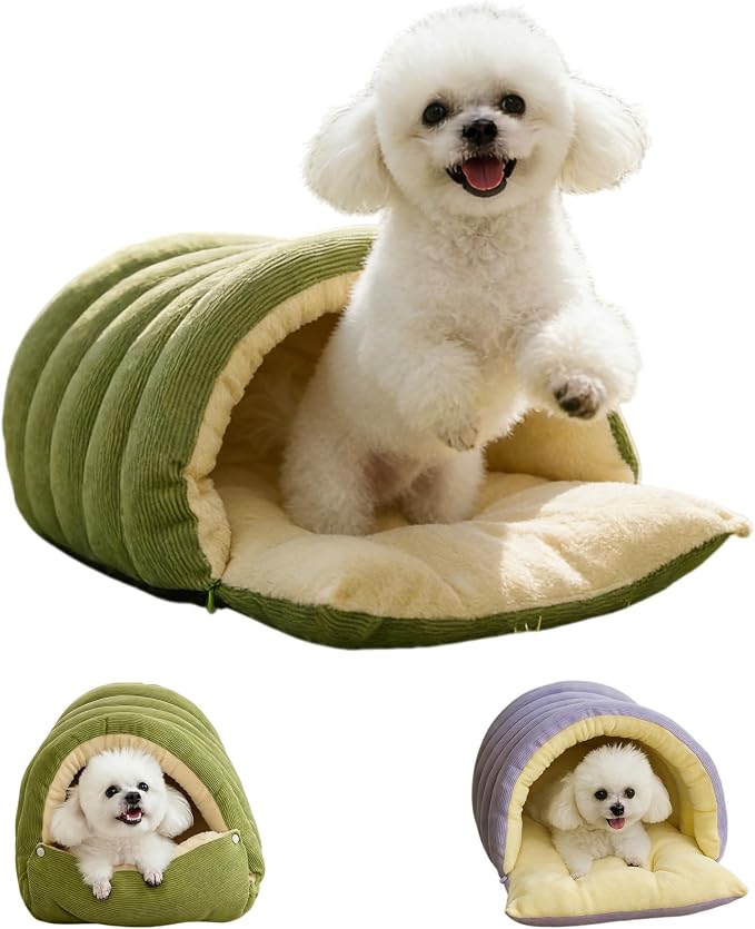 Warmth Cozy Dog Cat Bed Comfort Plush Pet Cave 2026 New Winter Tent for Dog and Cat Fluffy Semi Enclosed Cute Pet Bed for Indoor Cats & Small Dogs Warm and Breathable (Green, M)