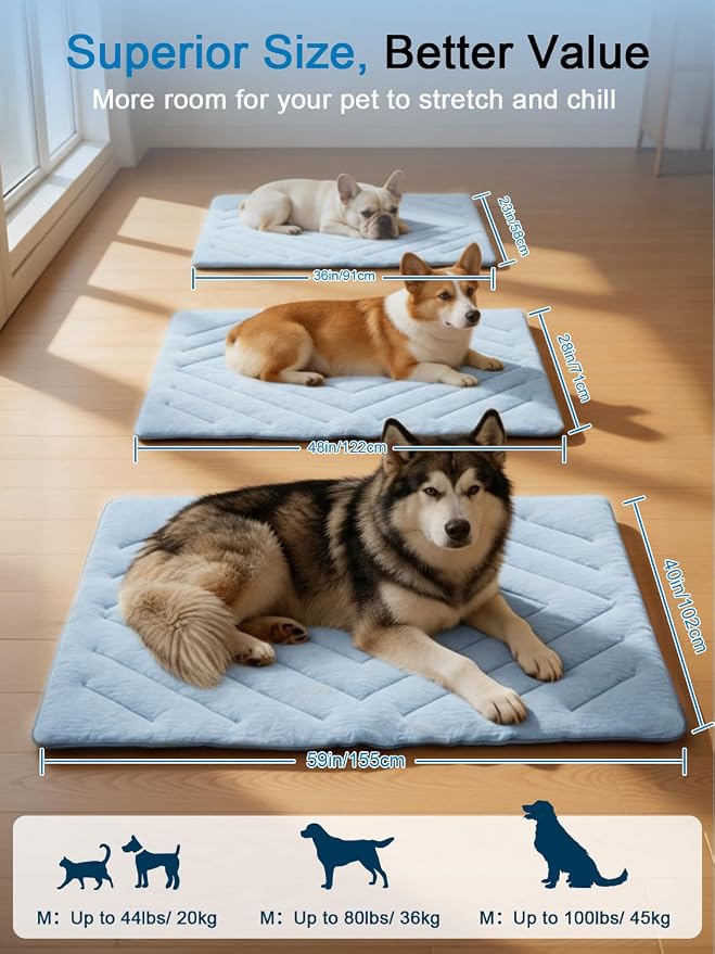 Dog Cooling Mat Self Coolings Foldable Cooling Pad for Dog in Summer Coolings Mat for Dogs and Cats Machine Washable (Rectangle,Blue, Medium-36 L x 23" W)