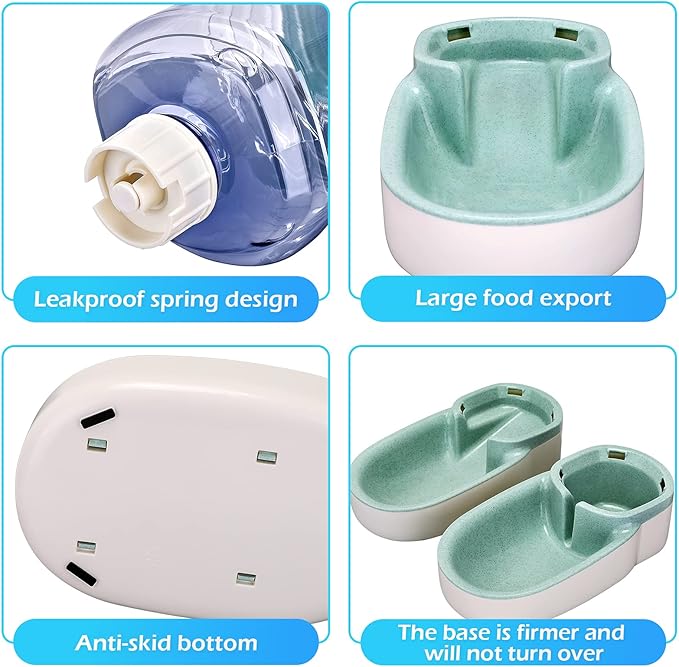 Kacoomi Automatic Dog Cat Feeder and Water Dispenser Gravity Food Feeder and Waterer Set with Pet Food Bowl for Small Medium Dog Puppy Kitten, Large Capacity 1 Gallon x 2