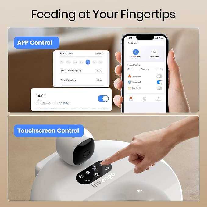 Automatic Wet Food Cat Feeder with 3MP Camera, App Control, Dual Semiconductor Cooling, Heating Feeding Area, 5 Stainless Steel Trays Pet Food Dispenser