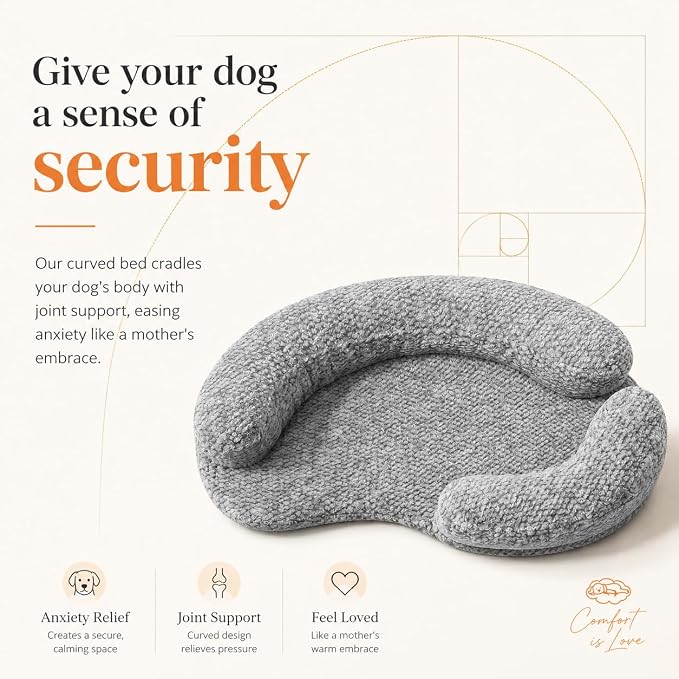 Orthopedic Memory Foam Dog Bed for Medium Sized Dog - Washable & Waterproof & Removable Couch - Round Calming Bed for Anxiety Relief (43 x 29 x 8 Inch)