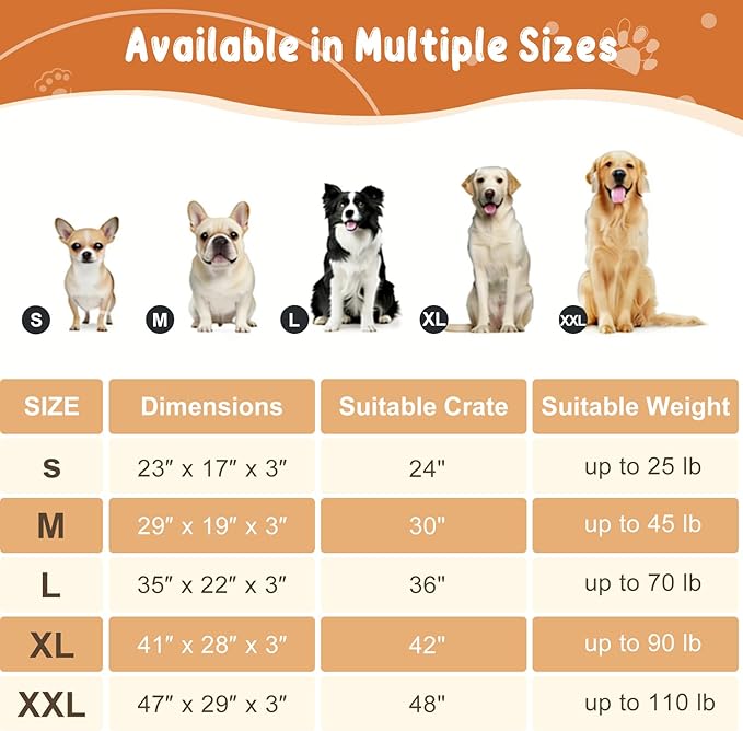 EMPSIGN Stylish Dog Bed Mat Dog Crate Pad Mattress Reversible (Cool & Warm), Water Proof Linings, Removable Machine Washable Cover, Firm Support Pet Crate Bed for Small to XX-Large Dogs, Grey