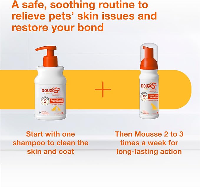 Douxo S3 PYO Chlorhexidine Shampoo For Dogs, Medicated Shampoo Antibacterial & Antiseptic, Yeast Infection Treatment for Dogs & Cats, Clinically Proven, 16.9 fl oz