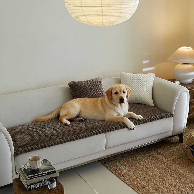Couch Covers for Dogs, Dog Sofa Covers Washable, Dark Brown Non Slip Pet Couch Protector Blanket for 3 Cushion and Sectional Sofas